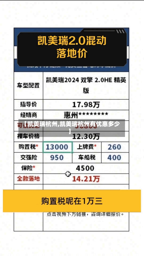 【凯美瑞杭州,凯美瑞杭州有优惠多少】