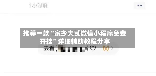 推荐一款“家乡大贰微信小程序免费开挂”详细辅助教程分享