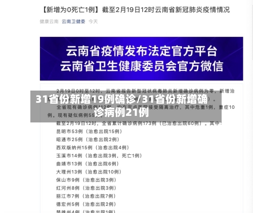 31省份新增19例确诊/31省份新增确诊病例21例