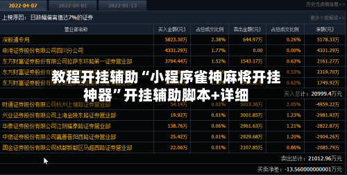 教程开挂辅助“小程序雀神麻将开挂神器”开挂辅助脚本+详细