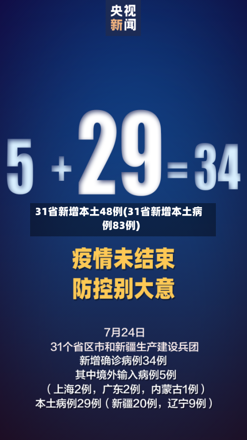 31省新增本土48例(31省新增本土病例83例)