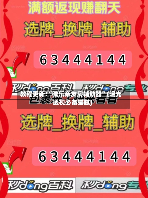 教程更新!“微乐亲友房辅助器”(曝光透视必备猫腻)