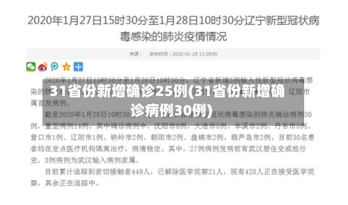 31省份新增确诊25例(31省份新增确诊病例30例)
