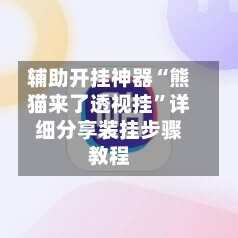 辅助开挂神器“熊猫来了透视挂”详细分享装挂步骤教程
