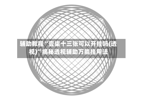 辅助教程“壹柒十三张可以开挂吗(透视)”揭秘透视辅助万能挂用法