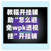 教程开挂辅助“怎么避免wpk透视挂”开挂辅助详细步骤