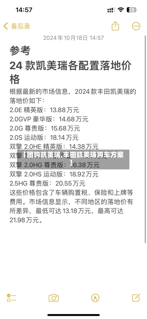 【团购凯美瑞,丰田凯美瑞购车方案】