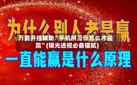 万能开挂辅助“手机拼三张怎么才会赢”(曝光透视必备猫腻)