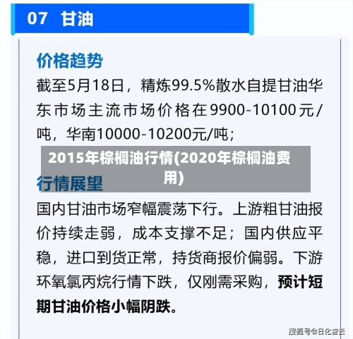 2015年棕榈油行情(2020年棕榈油费用)