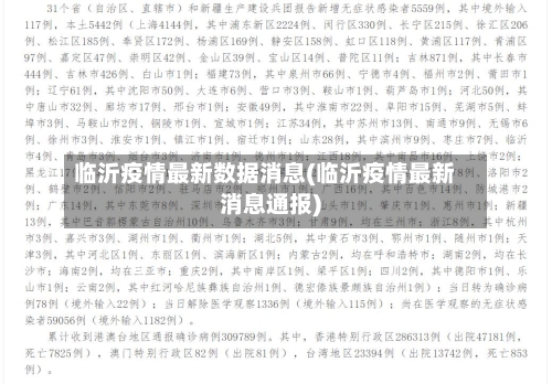 临沂疫情最新数据消息(临沂疫情最新消息通报)