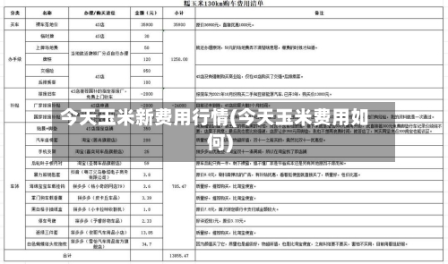 今天玉米新费用行情(今天玉米费用如何)