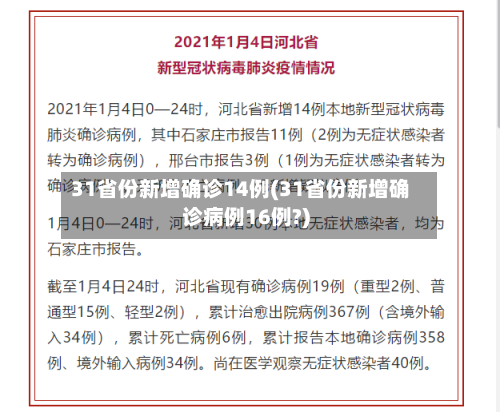 31省份新增确诊14例(31省份新增确诊病例16例?)
