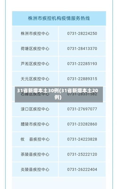 31省新增本土30例(31省新增本土20例)