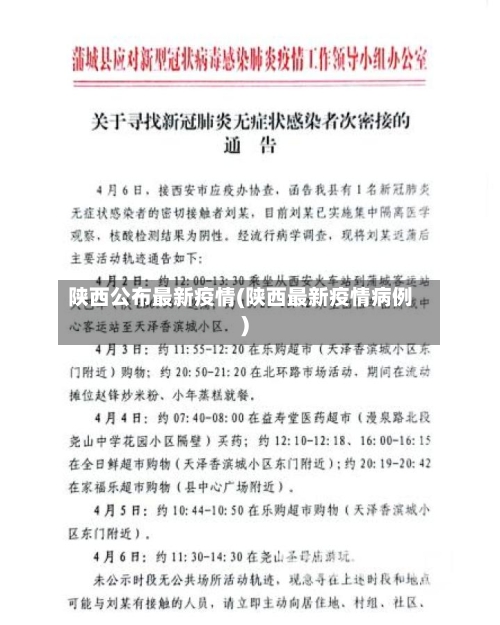 陕西公布最新疫情(陕西最新疫情病例)