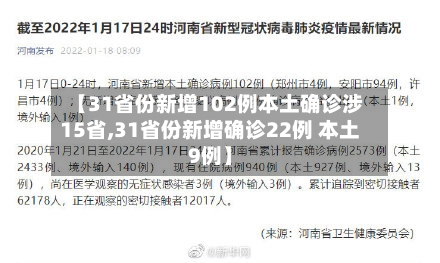 【31省份新增102例本土确诊涉15省,31省份新增确诊22例 本土9例】