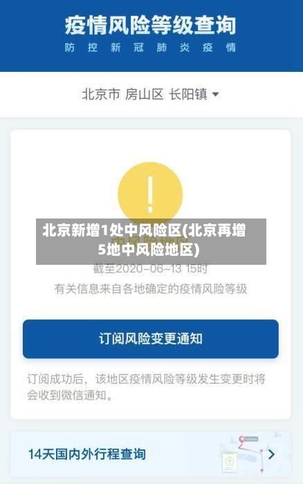 北京新增1处中风险区(北京再增5地中风险地区)