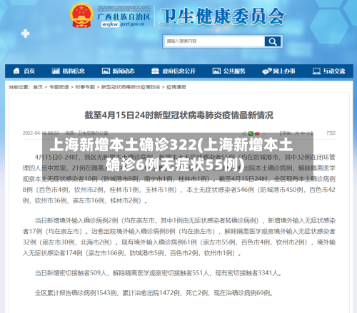 上海新增本土确诊322(上海新增本土确诊6例无症状55例)