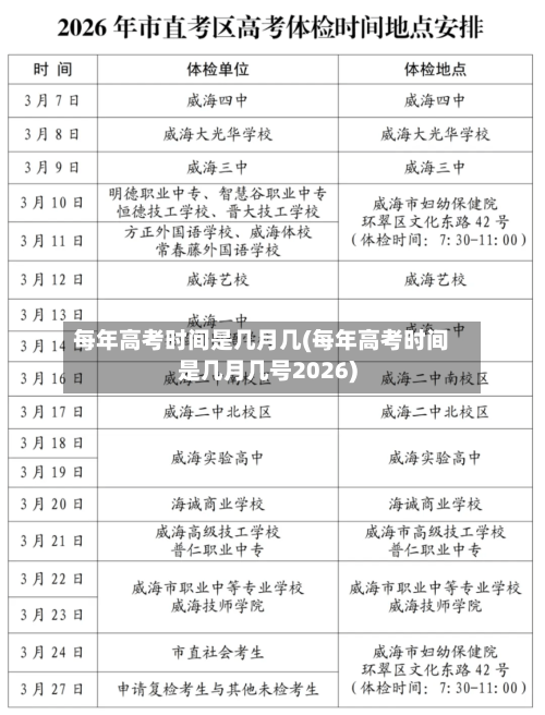 每年高考时间是几月几(每年高考时间是几月几号2026)