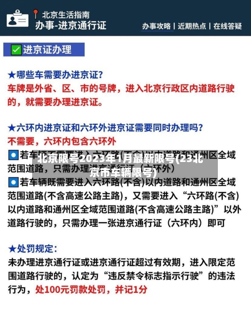 北京限号2023年1月最新限号(23北京市车辆限号)
