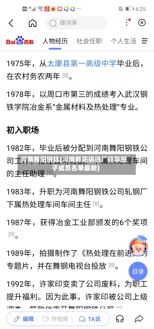 河南舞阳钢铁(河南舞阳钢铁厂领导班子成员名单最新)